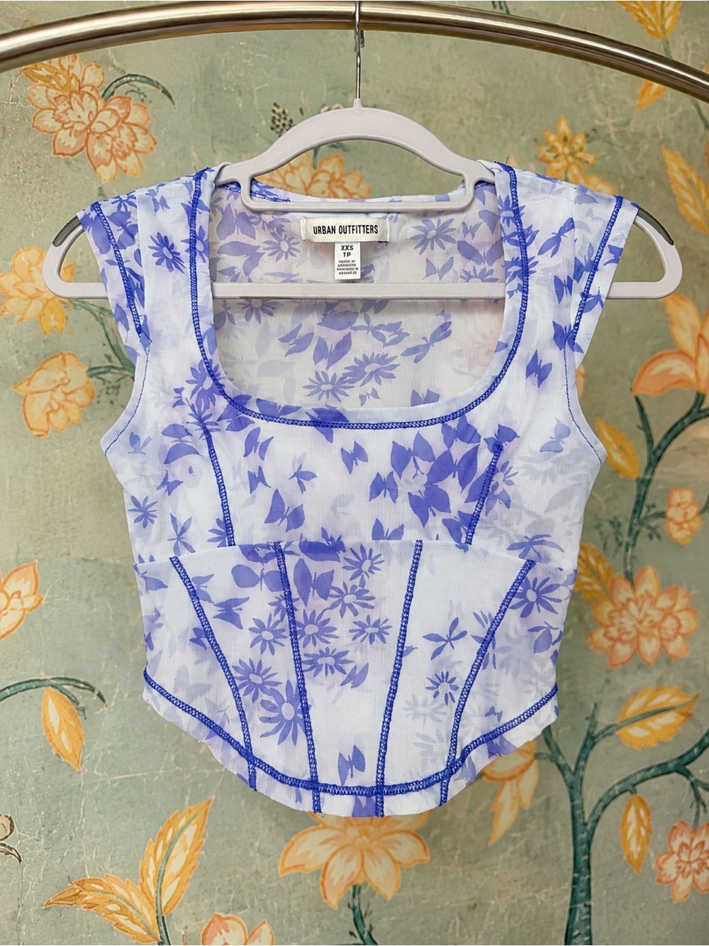 Urban Outfitters Mesh Corset Top XS Y2K Fairy Grunge Sheer Stretch